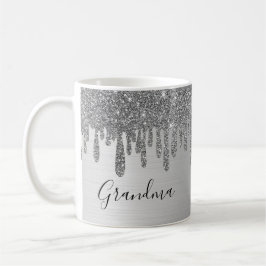 Taza De Café Purpurina Plata Abuela Cerámica