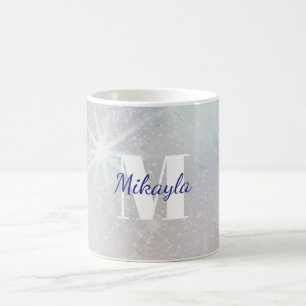 Taza De Café Purpurina plateada con estrellas