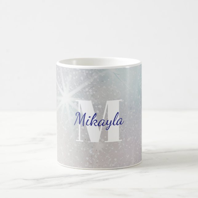 Taza De Café Purpurina plateada con estrellas (Centro)