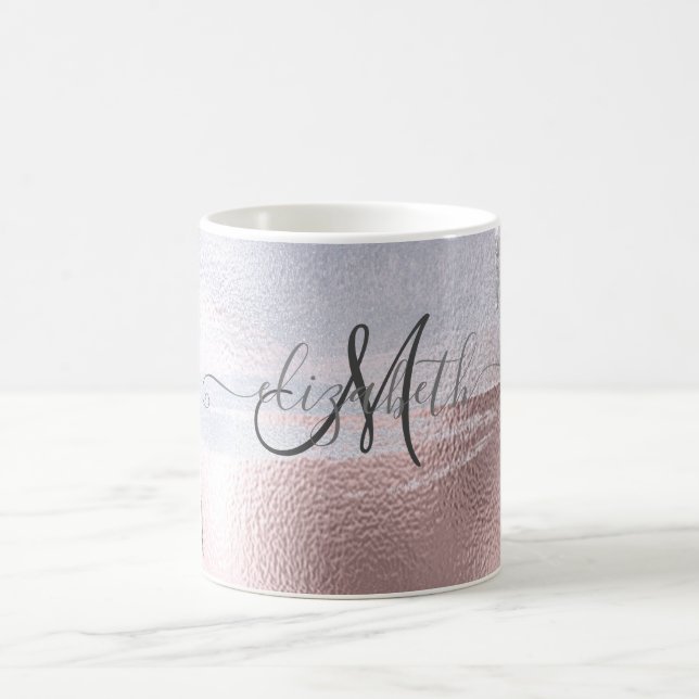 Taza De Café Purpurina plateado gotea oro Rosa azul metálico (Centro)