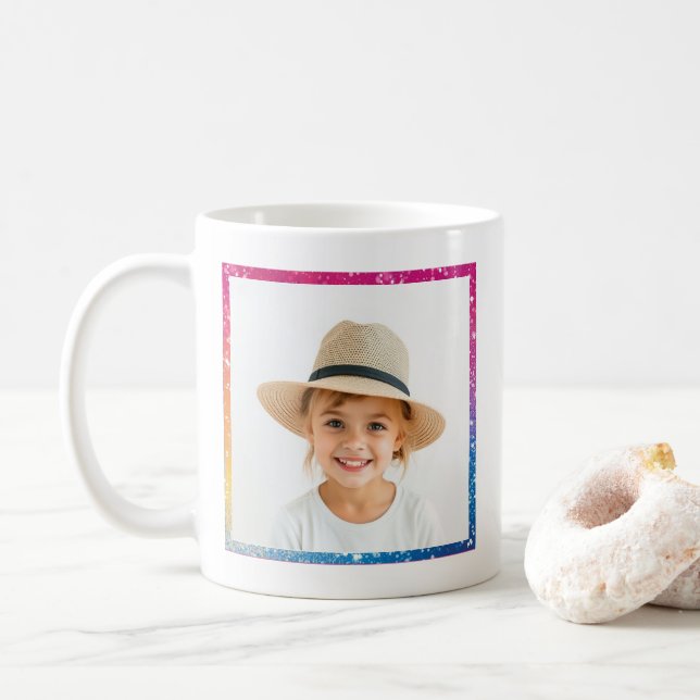 Taza De Café Purpurina Rainbow Love You Grandma Moderne Photo (Con donut)