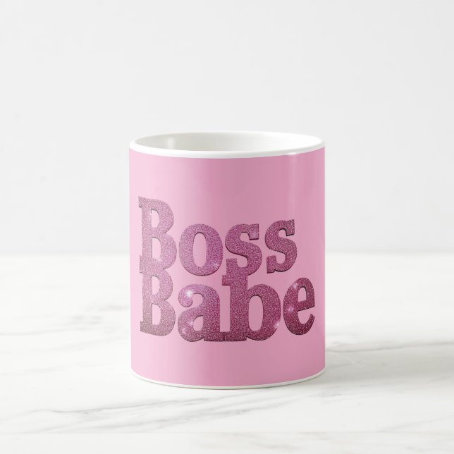 Taza De Café Purpurina Rosa Boss Babe (Centro)