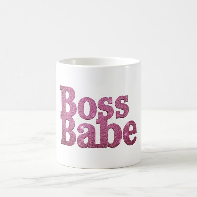 Taza De Café Purpurina Rosa Boss Babe (Centro)