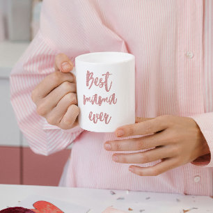Taza De Café Purpurina rosa caligrafía mejor mamá de todos