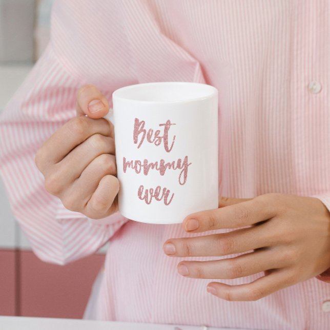 Taza De Café Purpurina rosa caligrafía mejor mamá de todos los  (Subido por el creador)