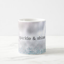 Taza De Café Purpurina rosa de Confetti Plateado Aqua Sirena de