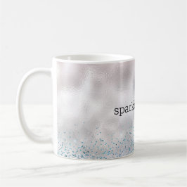 Taza De Café Purpurina rosa de Confetti Plateado Aqua Sirena de