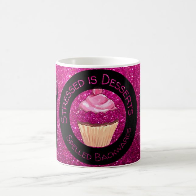 Taza De Café Purpurina Rosa Faux Cupcake Cita Café Cup Mug