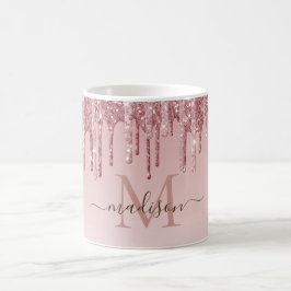 Taza De Café Purpurina rosa moda Monograma OtterBox Estuche par