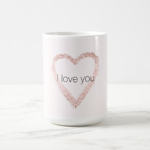 Taza De Café Purpurina rosa Rubor Sparkle Heart