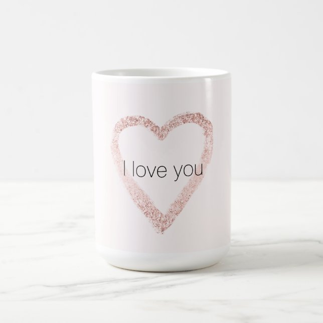 Taza De Café Purpurina rosa Rubor Sparkle Heart (Centro)