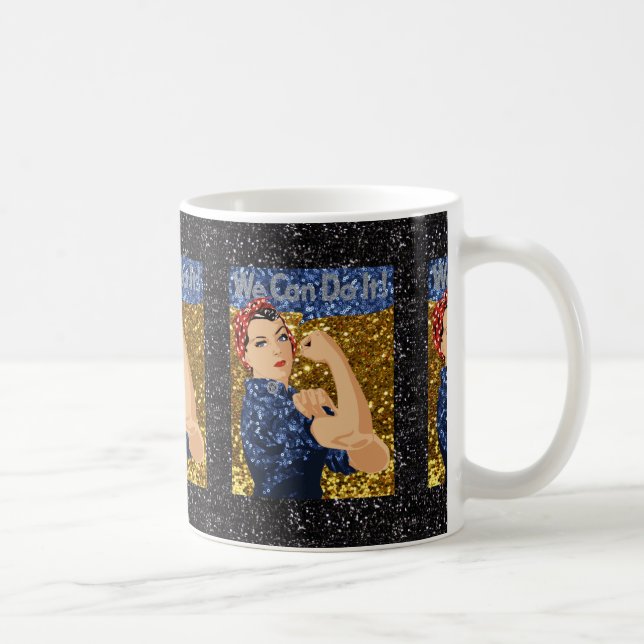 Taza De Café purpurina rosie the riveter (Derecha)