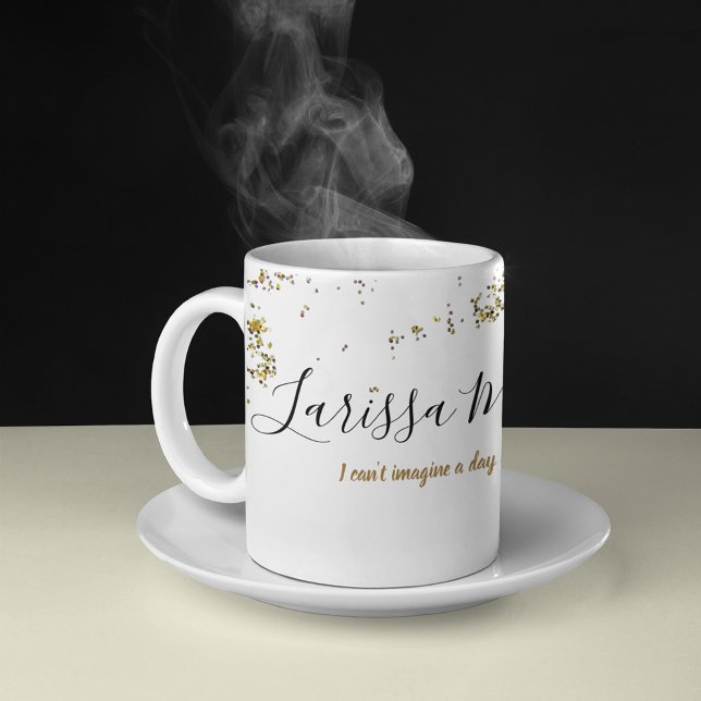 Taza De Café purpurina salpicado + nombre manuscrito elegante (Subido por el creador)