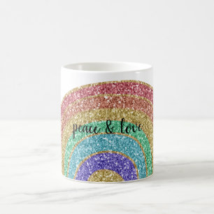 Taza De Café Purpurina Sparkle Gold Rainbow