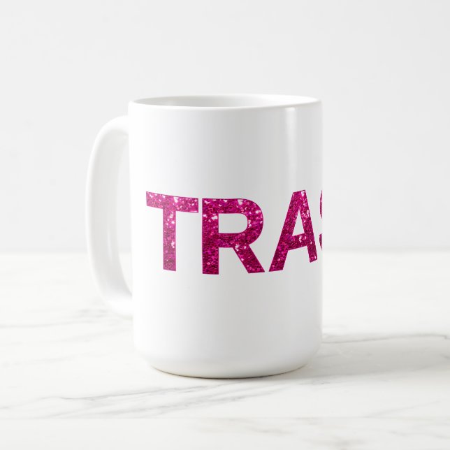 Taza De Café Purpurina Trash Hot Pink (Anverso izquierdo)