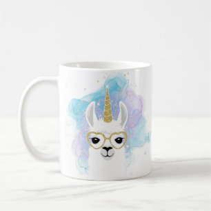 Taza De Café Purpurina Unicorn Llama Mug
