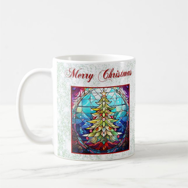 Taza De Café Purpurina verde espumoso árbol de navidad de vidri (Izquierda)