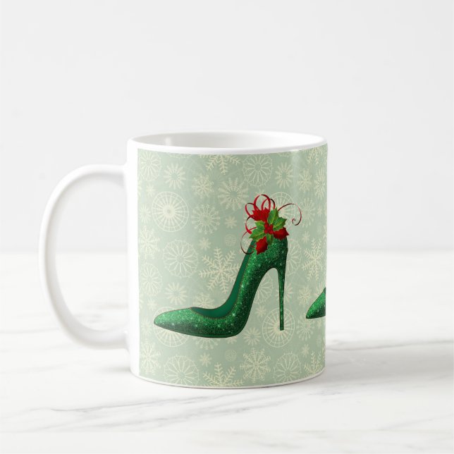 Taza De Café Purpurina verde Heels Mug (Izquierda)
