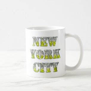 Taza De Café Purpurinas de Oro Plateado de Nueva York