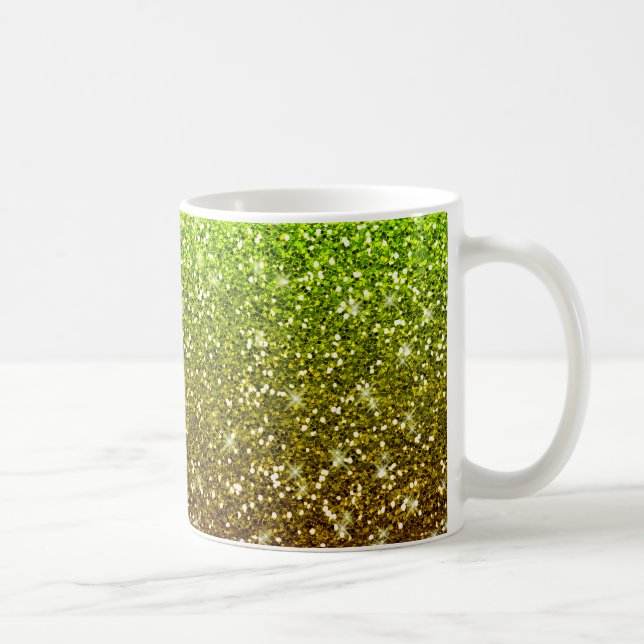 Taza De Café Purpurinas de oro verde brillante (Derecha)