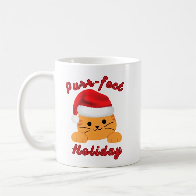 Taza De Café Purr‑fect Holiday Christmas Cat Lover Mug  (Izquierda)