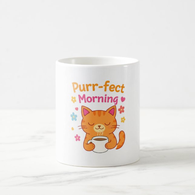 Taza De Café Purr-fect Morning Cat Coffee Mug – Cute Cat Lover  (Centro)