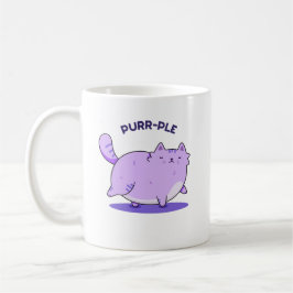 Taza De Café Purr-ple Funny Fat Kitty Cat Pun