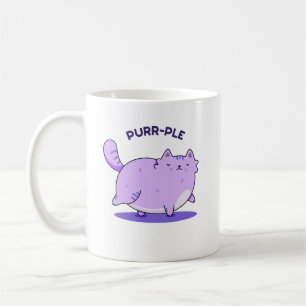 Taza De Café Purr-ple Funny Fat Kitty Cat Pun