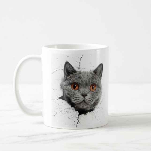 Taza De Café Purr-Through - Gato curioso (Izquierda)