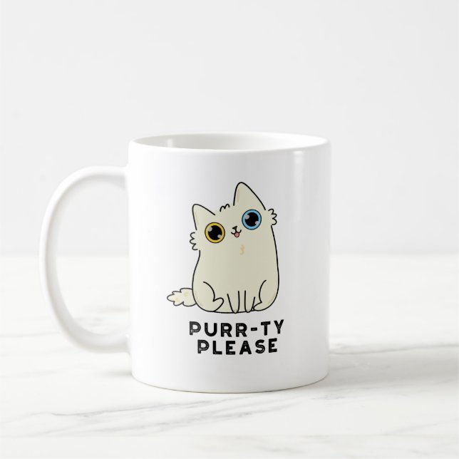 Taza De Café Purr-ty Please Funny Kitty Cat Pun (Izquierda)
