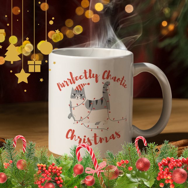 Taza De Café Purrfectly Chaotic Christmas Funny Holiday Cat  (Subido por el creador)