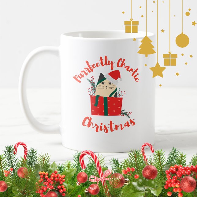Taza De Café Purrfectly Chaotic Christmas Funny Holiday Cat  (Subido por el creador)