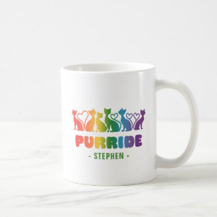 Taza De Café Purride - Silhouette de gato arco iris LGBTQ+ Pun 