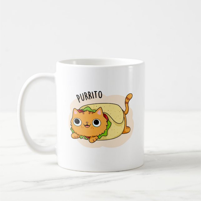 Taza De Café Purrito Funny Cat Burrito Pun (Izquierda)