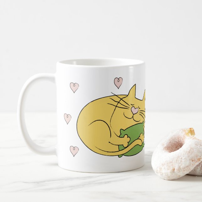 Taza De Café PurrPurrAEn de distanciamiento social por gatos (Con donut)