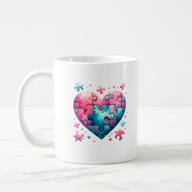 Taza De Café Puzzle Heart (Izquierda)