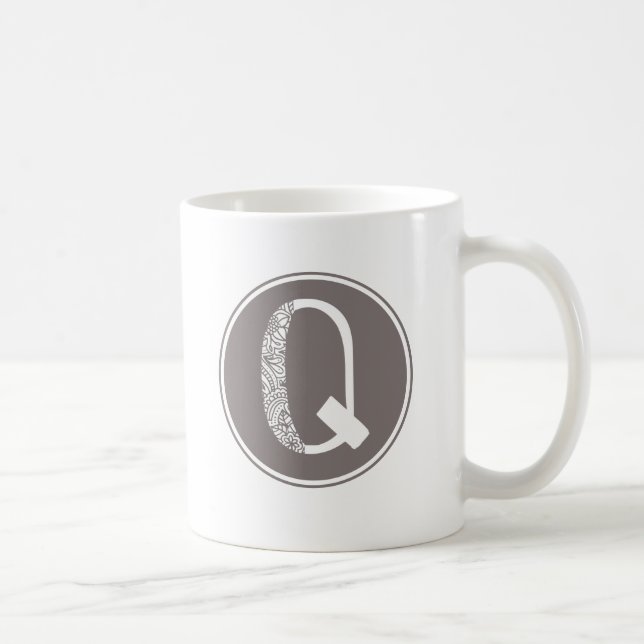 Taza De Café Q Monograma Floral Inicial (Derecha)
