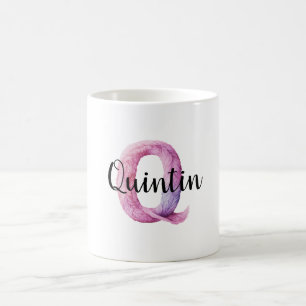 Taza De Café Q Nombre Acogedor Rosa Purpura