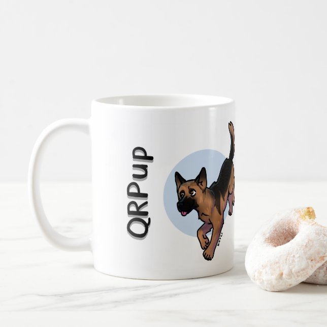 Taza De Café QRPup Cup - German Shepherd (Con donut)