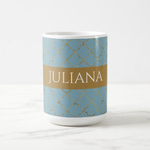 Taza De Café Quatrefoil de oro azul glacial personalizado