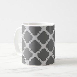 Taza De Café Quatrefoil en tonos grises