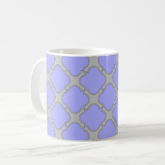 Taza De Café Quatrefoil periwinkle y gris (Anverso izquierdo)