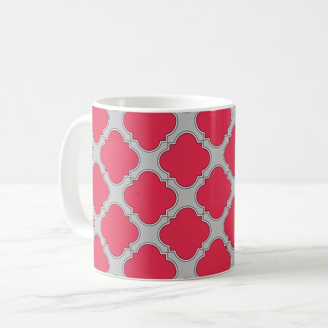 Taza De Café Quatrefoil rojo y gris (Anverso izquierdo)