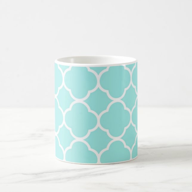 Taza De Café Quatrefoil verde simple y elegante personalizado (Centro)
