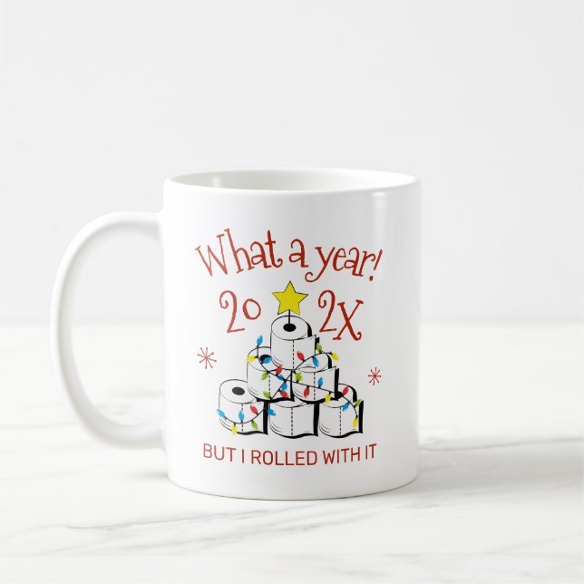 Taza De Café Qué año 2022 Divertido papel higiénico árbol de Na (Izquierda)