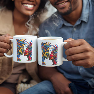 Taza de café que celebra el arte del acolchado