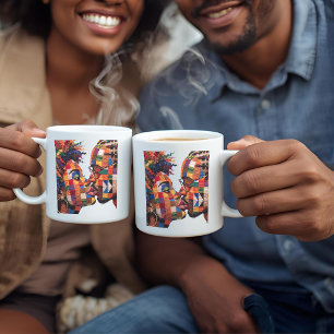 Taza de café que celebra el arte del acolchado