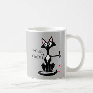 Taza De Café Qué cuchillo Funny Personalizado Gato cuchillo roj
