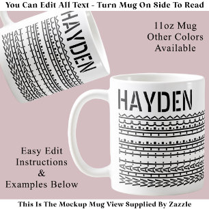 Taza De Café Qué Diablos & Nombre Mensaje Oculto 137BW Divertid