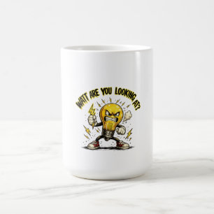 Taza De Café ¿Qué estás mirando? Bombilla enojada divertida